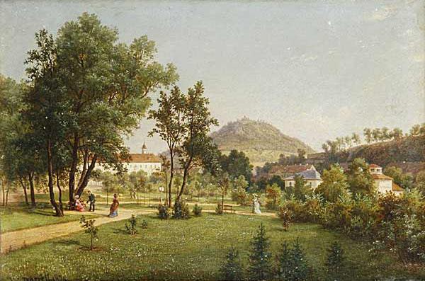 Ernst Gustav Doerell A View of the Doubravka from the Teplice Chateau Park oil painting picture